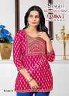 Vamika 2 By Sangeet Rayon Gold Print Embroidery Online Short Top Wholesale 
